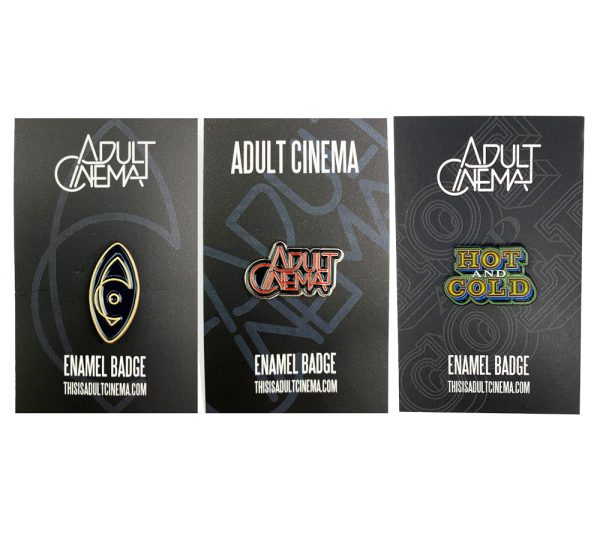 'ADULT CINEMA LOGO' + 'ICON' + 'HOT AND COLD' ENAMEL BADGES (3 PACK)